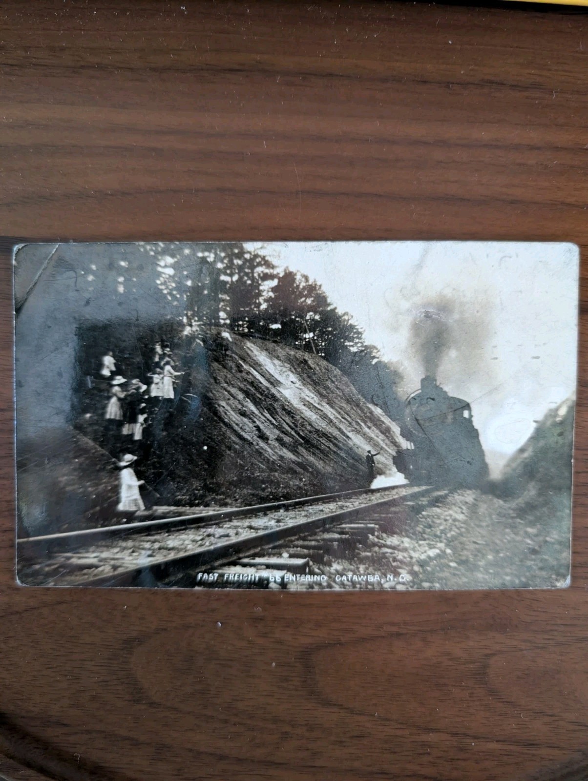 Catawba North Carolina Freight Train Entering 1910 Real Photo Postcard