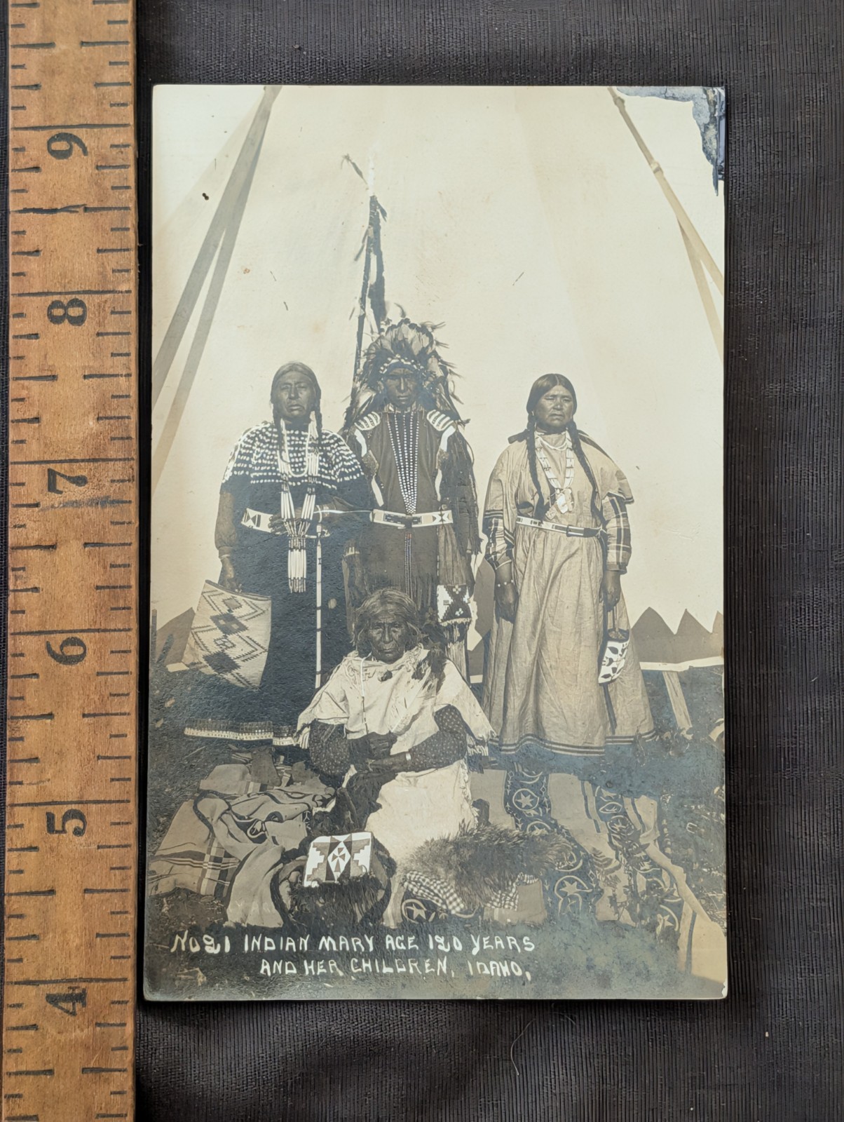 Idaho Indian Mary And Her Children Real Photo Postcard