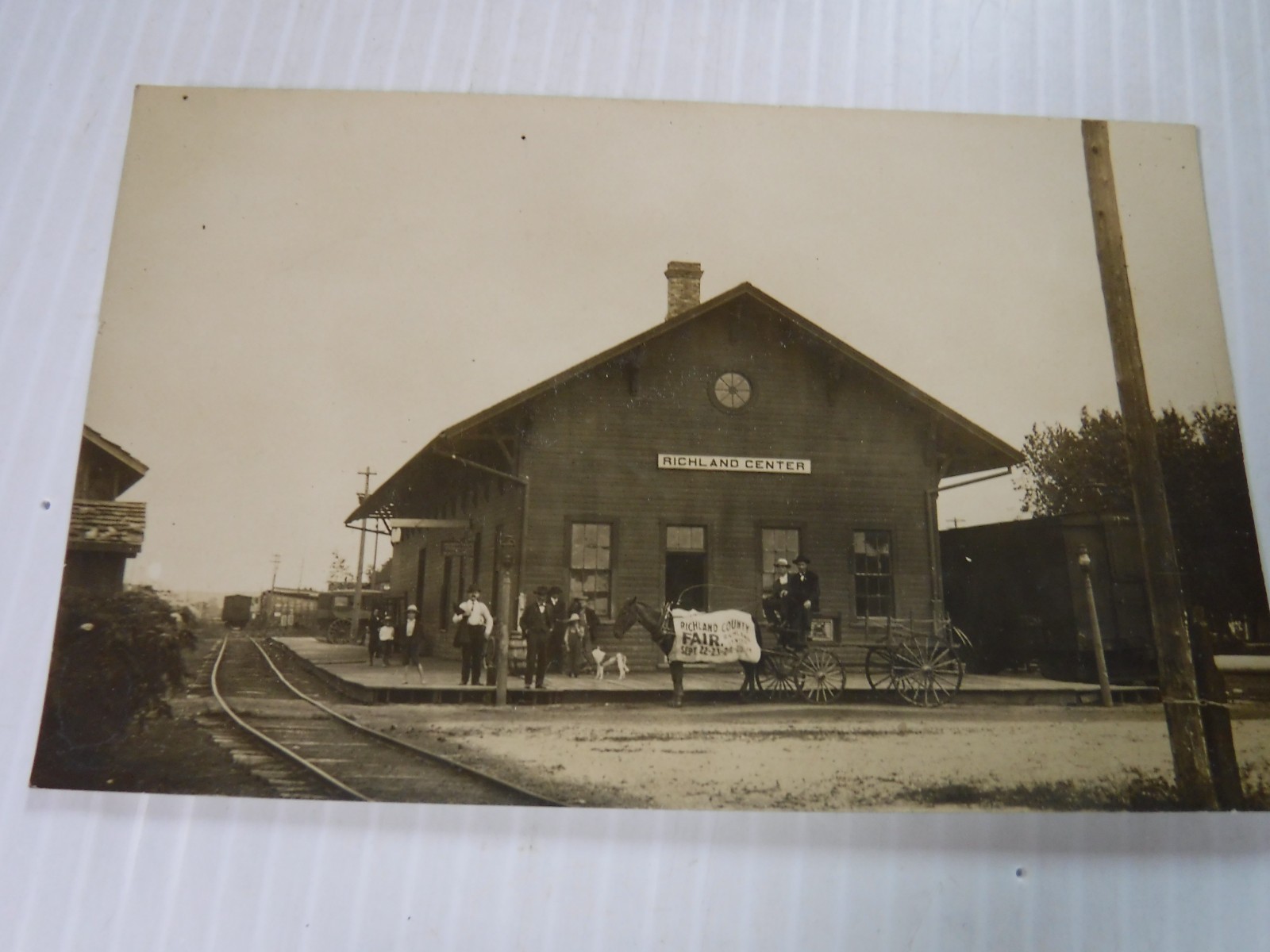 Richland Center Wisconsin Railroad Depot Real Photo Postcard