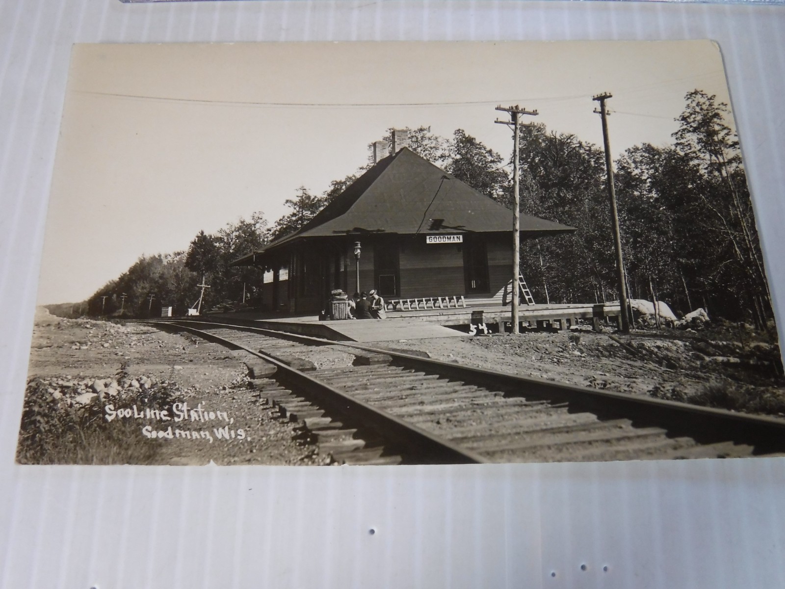 Goodman Wisconsin Marinette County Railroad Depot Real Photo Postcard
