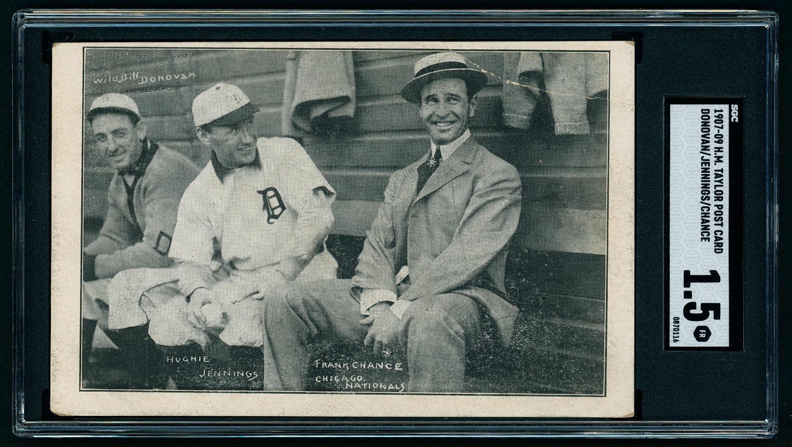Frank Chance HOF, Hughie Jennings HOF, And Donovan 1907-09 H.M. Taylor Real Photo Postcard