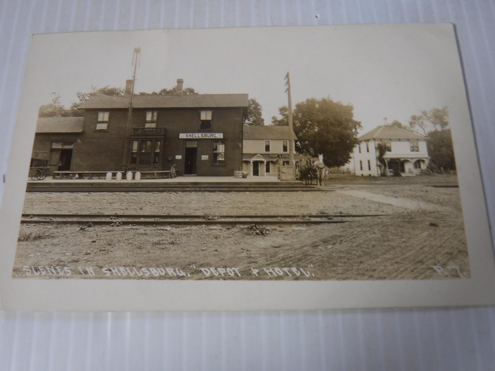 Shellsburg Iowa Benton County Railroad Depot 1911 Real Photo Postcard