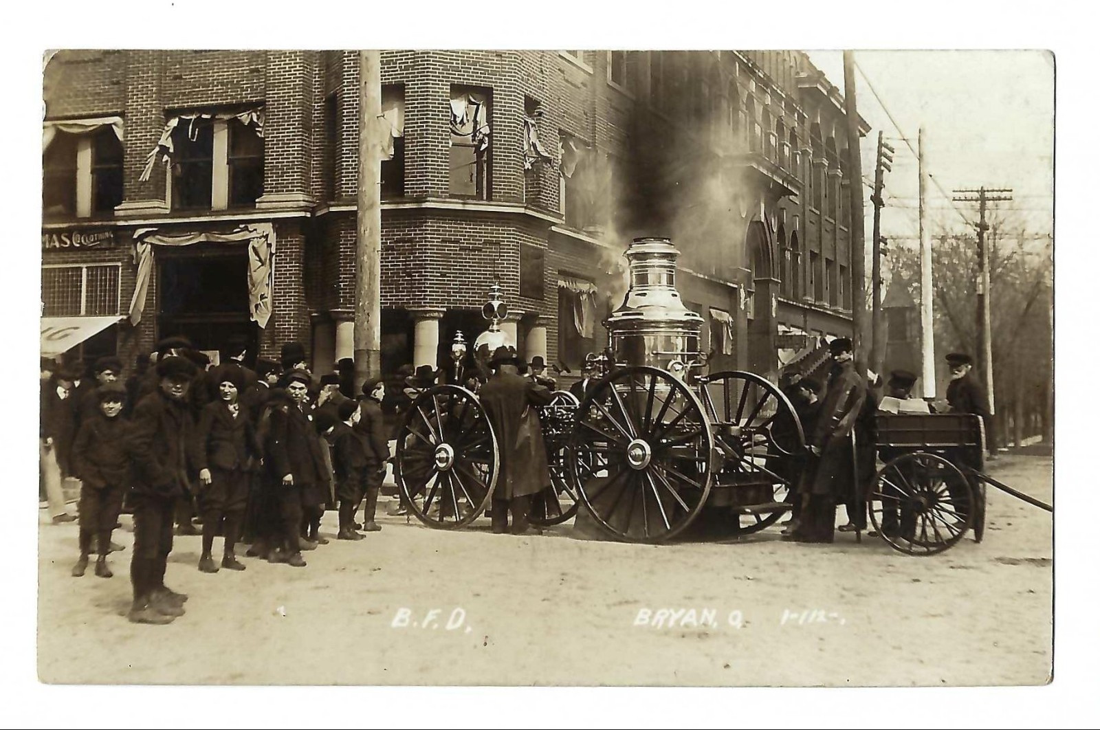 Bryan Ohio 100 South Lynn Street Fire Department Real Photo Postcard