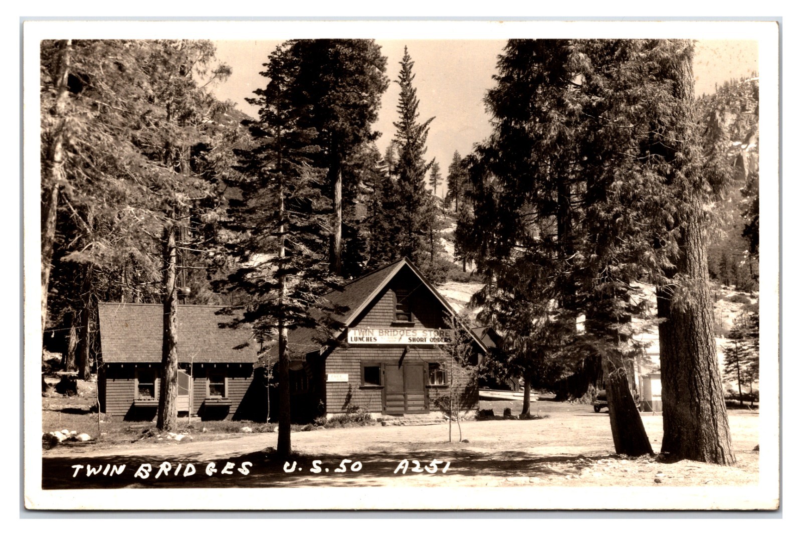 Lake Tahoe California Twin Bridges General Store In Summer 1930s Real Photo Postcard