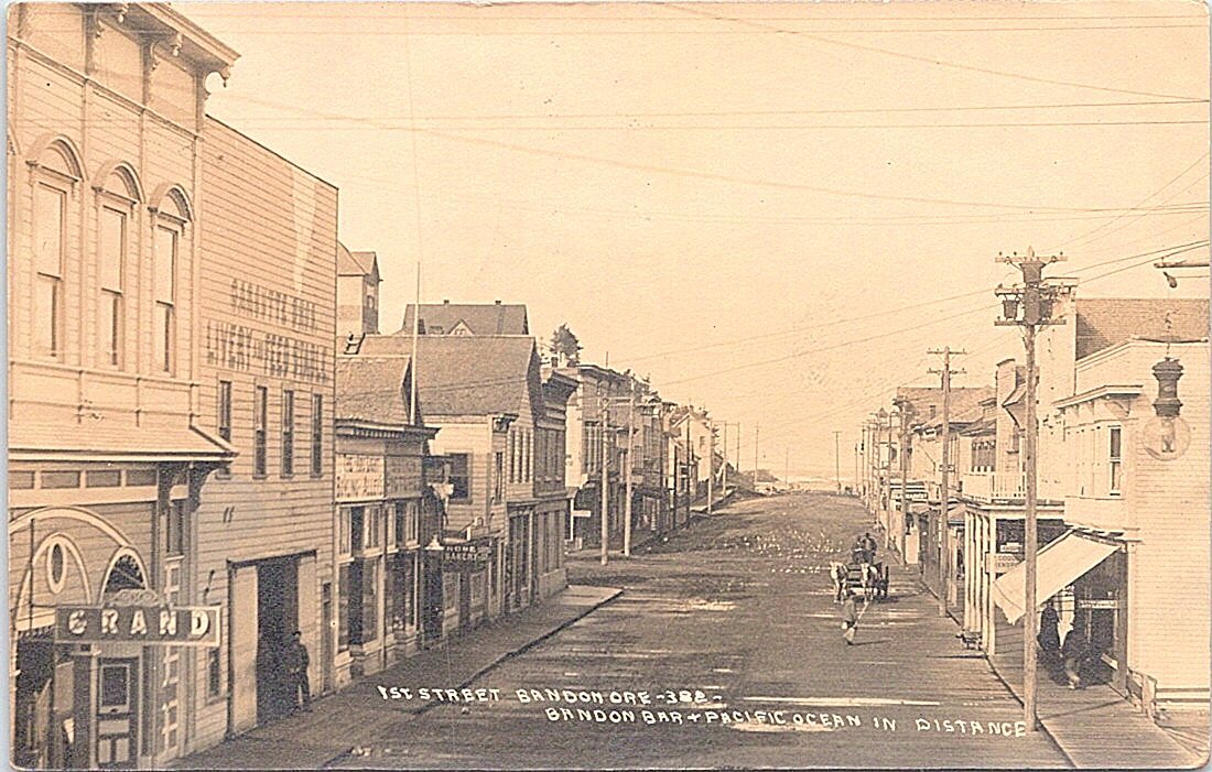 Bandon Oregon Street Scene 1913 Real Photo Postcard