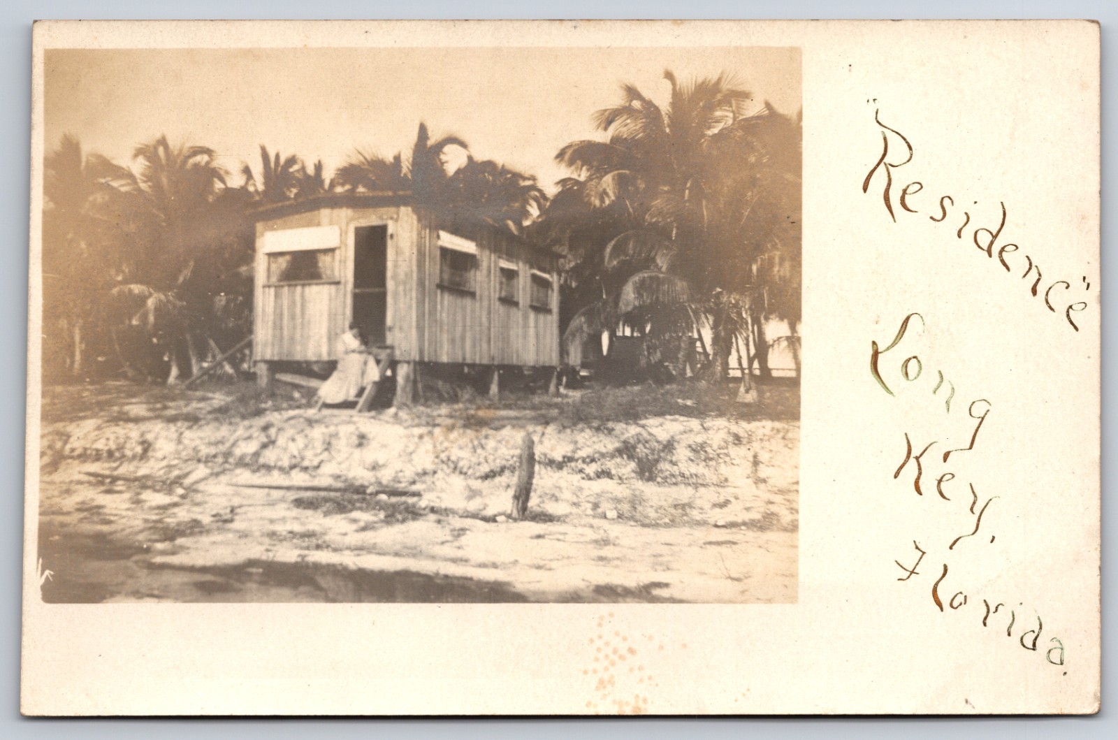 Long Key Florida Residence Home On The Beach 1910 Real Photo Postcard