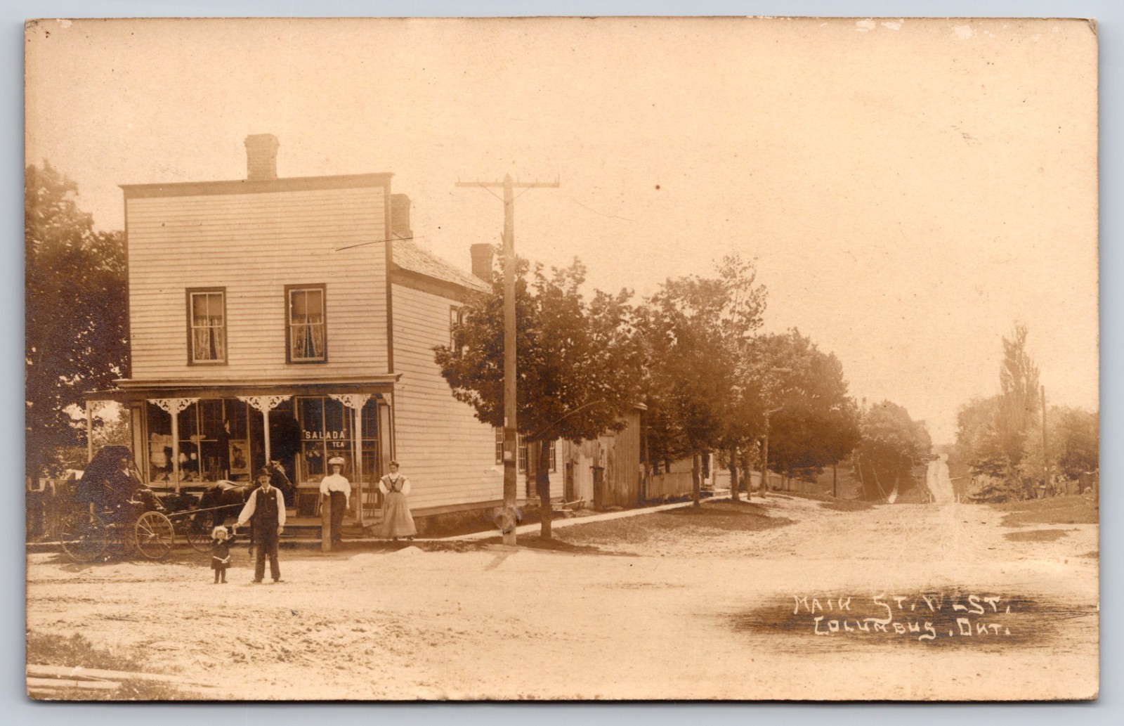 Columbus Ontario Canada Main Street West 1910 Real Photo Postcard