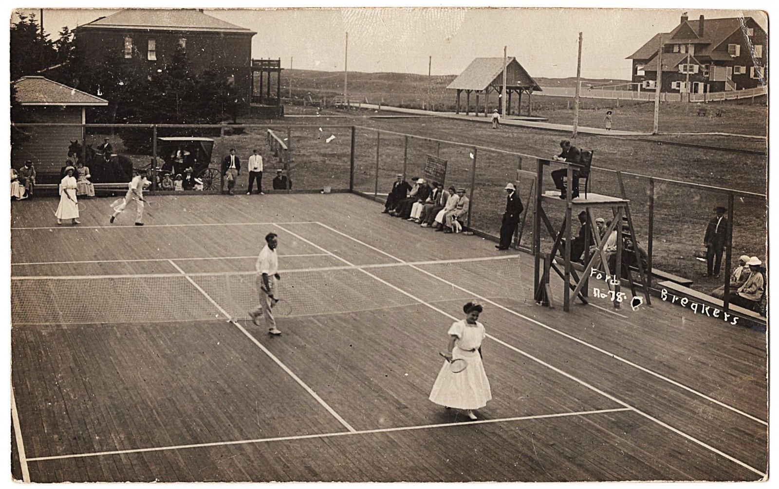 Nahcotta Washington Breakers Tennis Court Players 1910 Real Photo Postcard