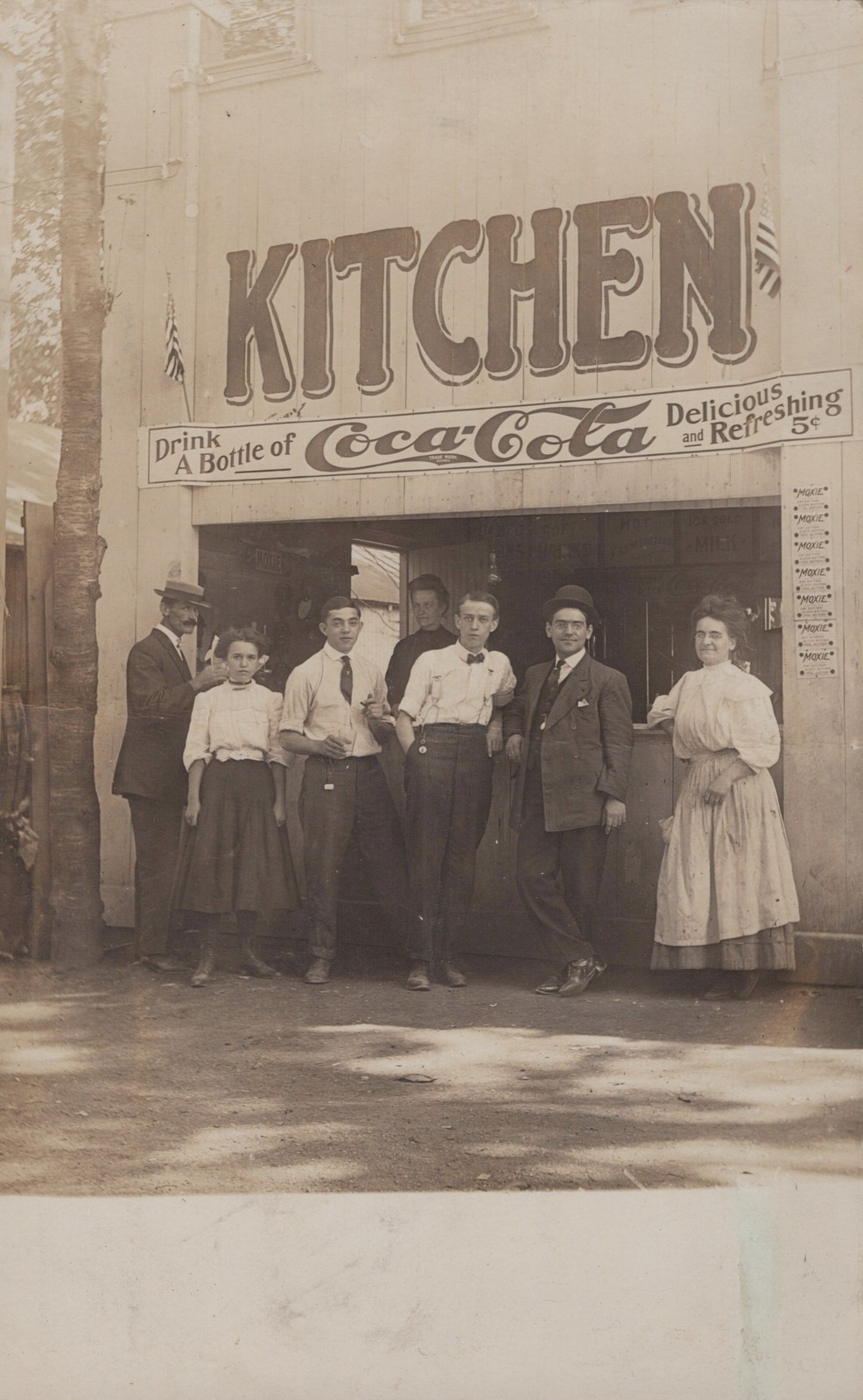 USA Coca Cola Lunch Stand Kitchen Staff Real Photo Postcard
