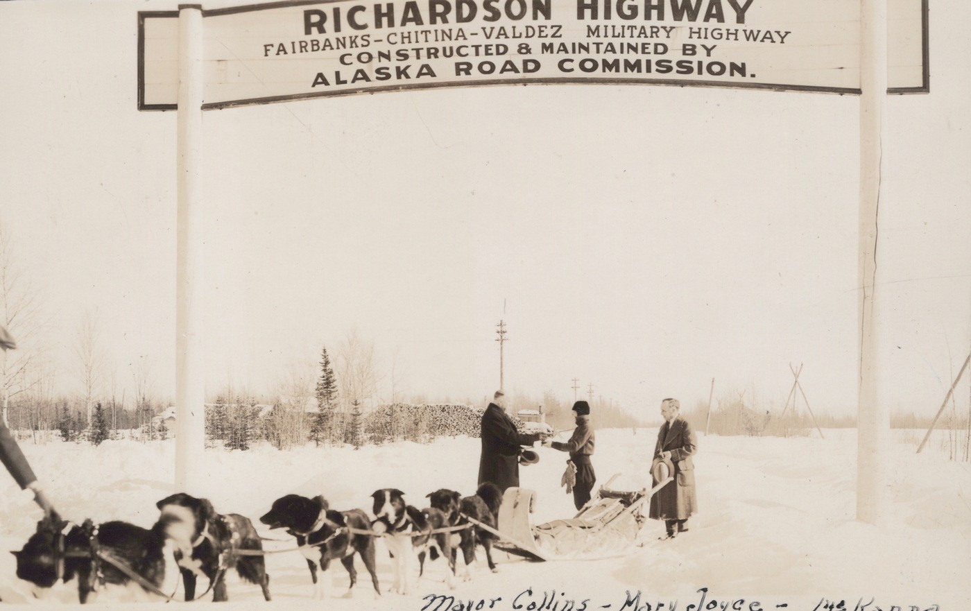 Alaska Richardson Highway Mary Joyce Dog Sled Winter 1930s Real Photo Postcard
