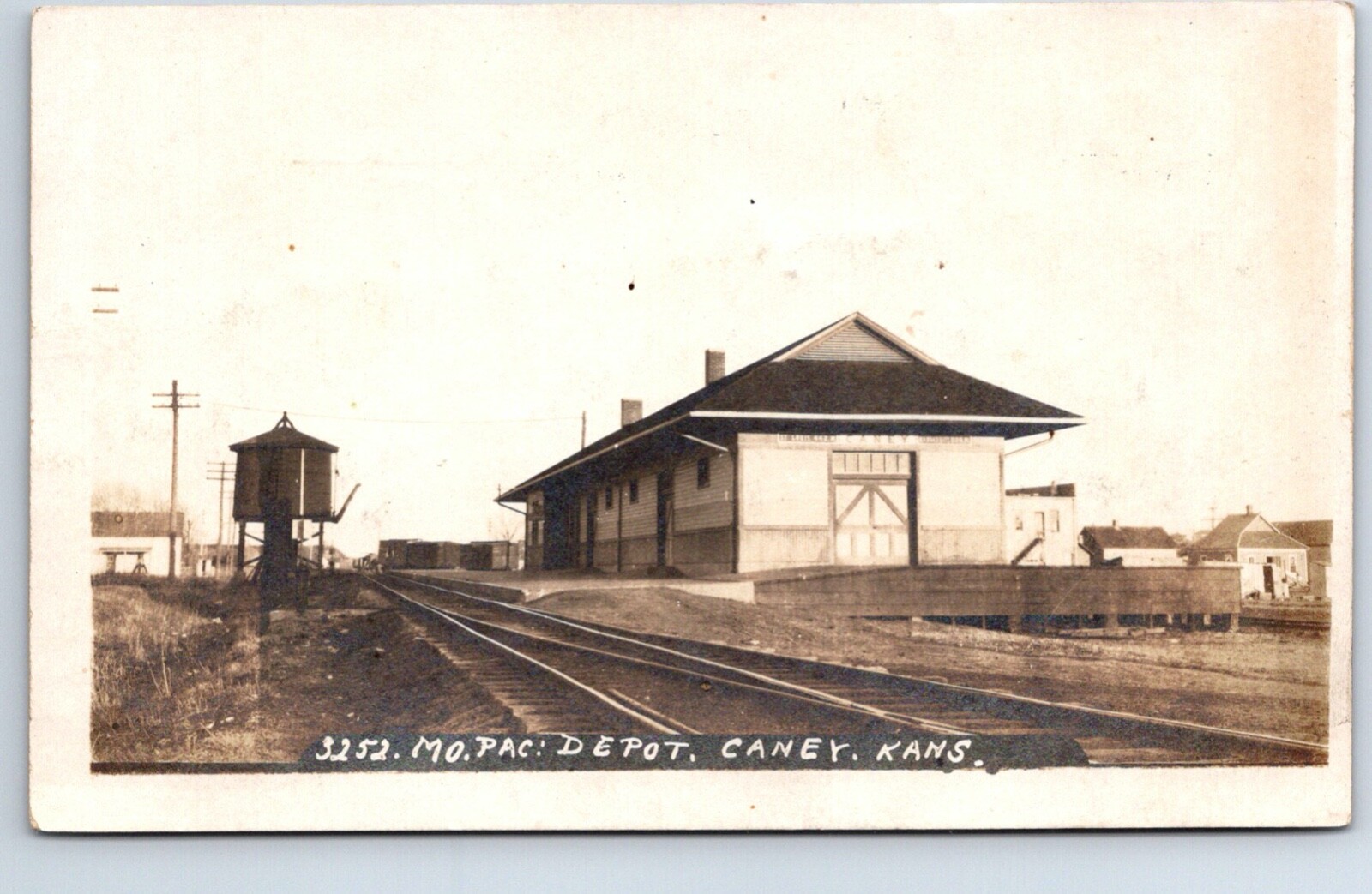 Caney Kansas Missouri Pacific Depot Station Real Photo Postcard