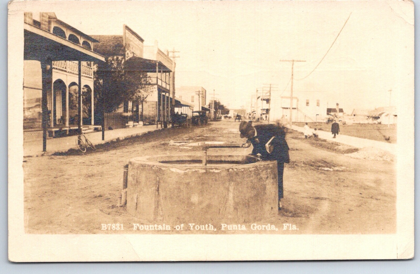 Punta Gorda Florida Saint Fountain Of Youth Horse Drawn Real Photo Postcard