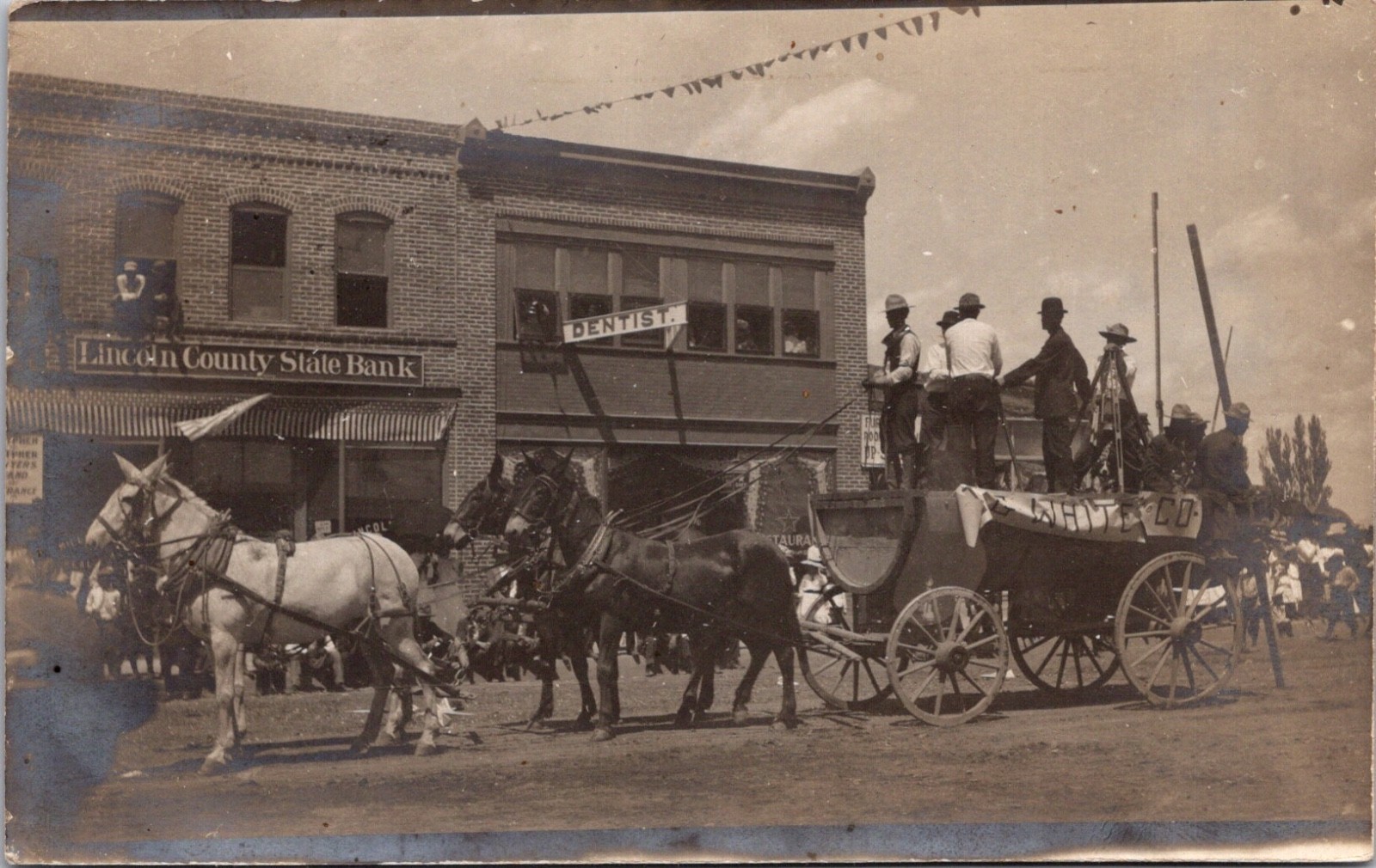 Gooding Idaho Lincoln County State Bank Horse Drawn Float Real Photo Postcard