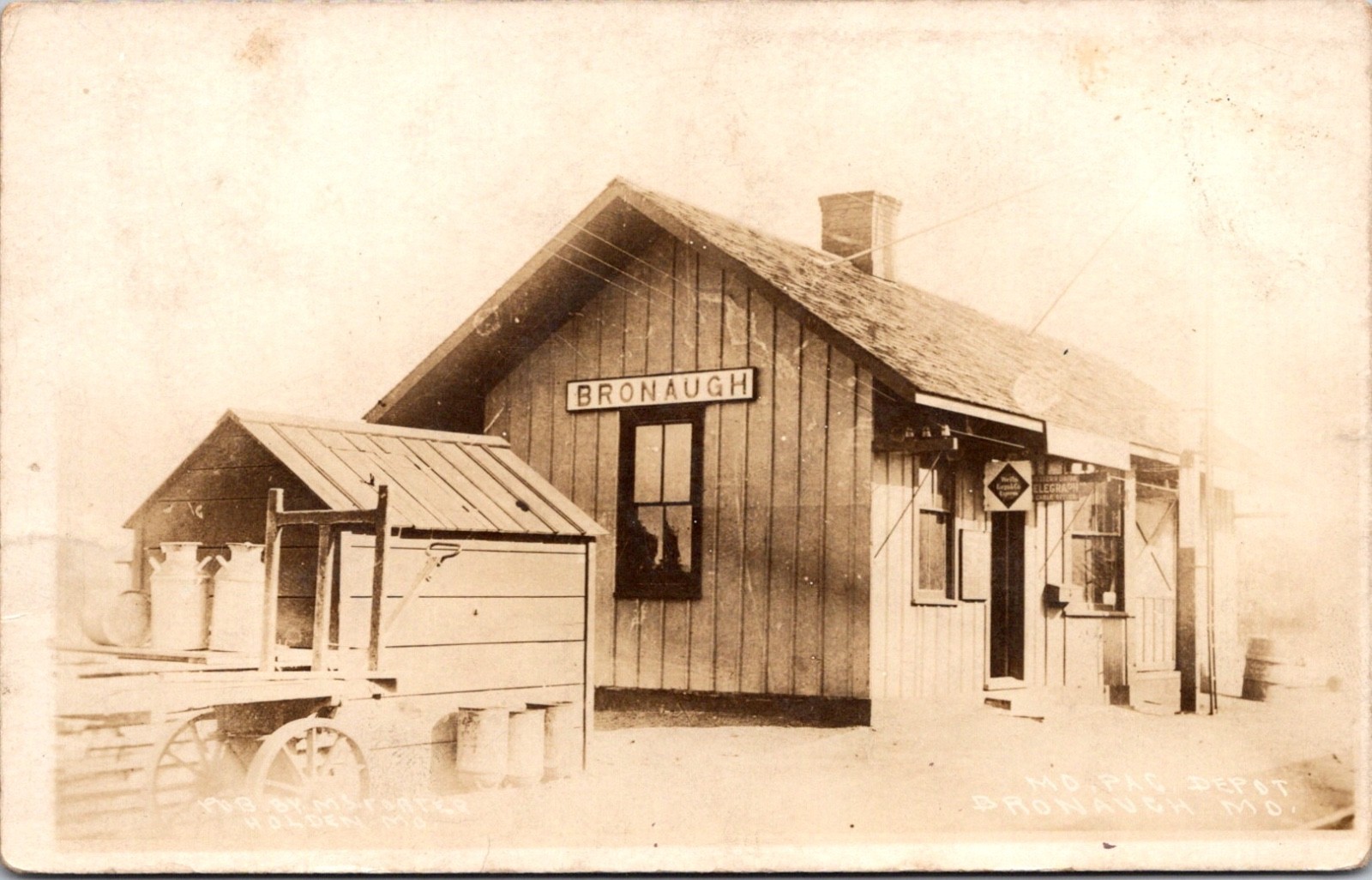 Bronaugh Missouri MP Depot 1917 Real Photo Postcard