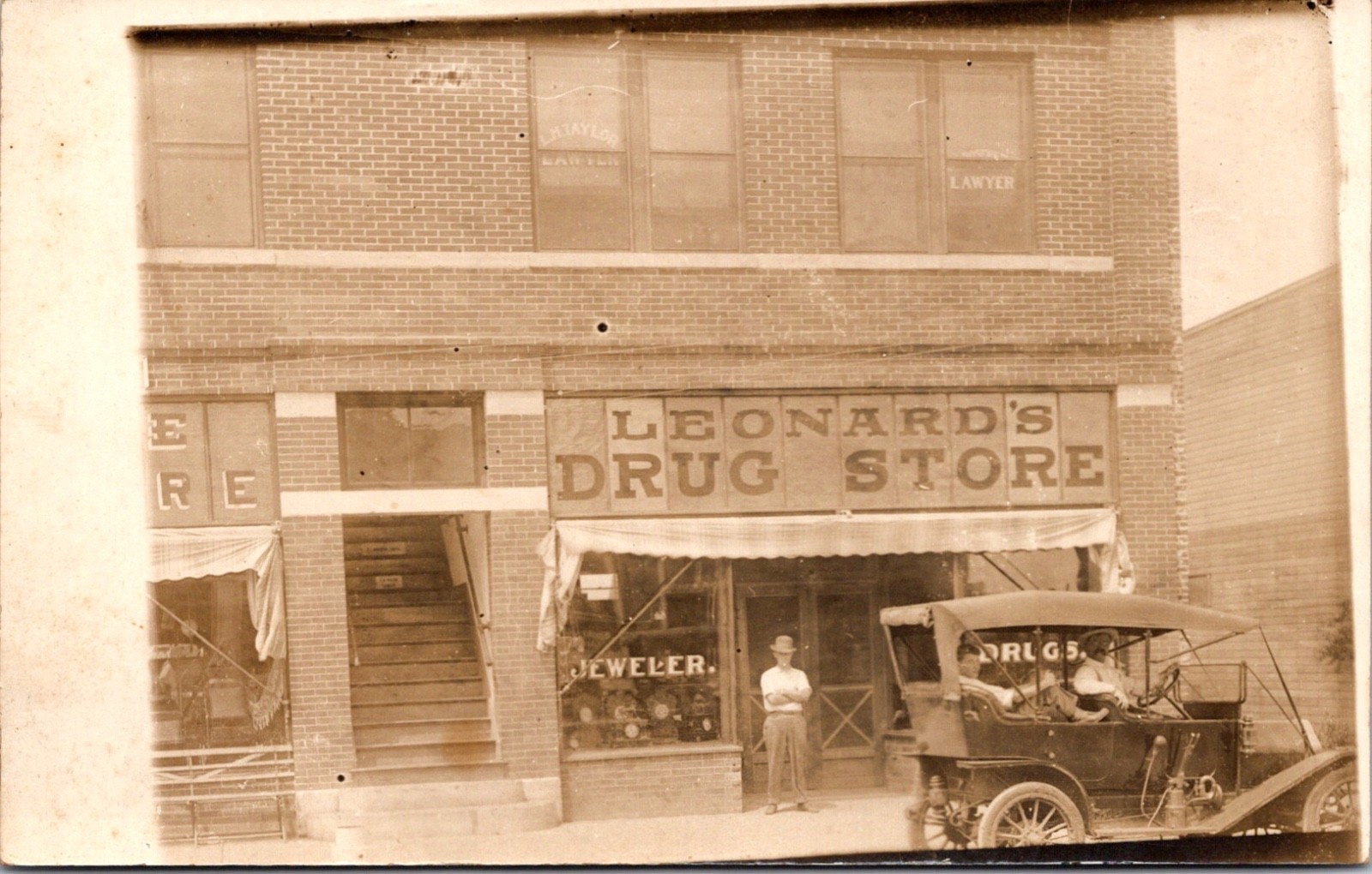 Claremore Oklahoma Leonards Drug Store Jeweler Real Photo Postcard