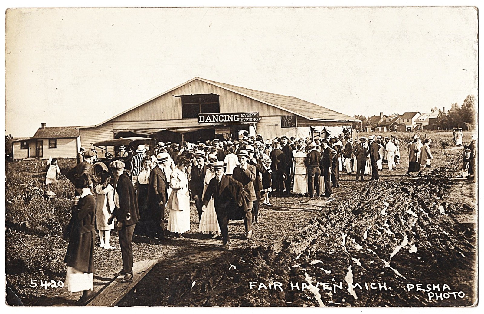 Fair Haven Michigan Dancing Pavilion People 1915 Pesha Real Photo Postcard