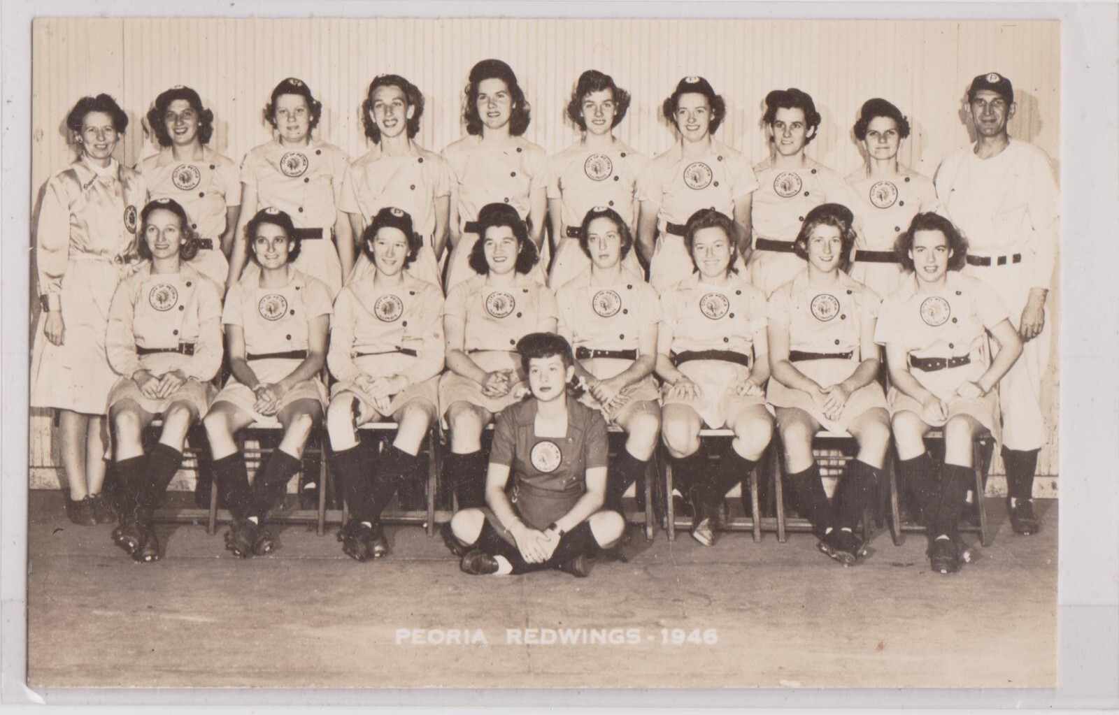 Peoria Redwing All-American Girls Professional Baseball League Team 1946 Real Photo Postcard