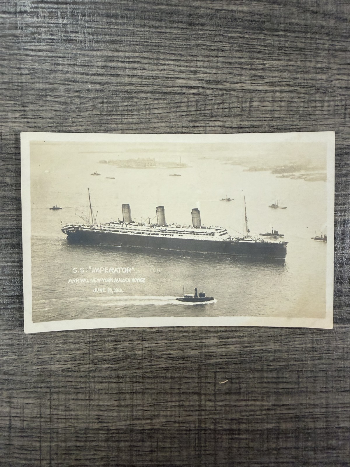 New York S S Imperator Maiden Voyage Arrival Real Photo Postcard