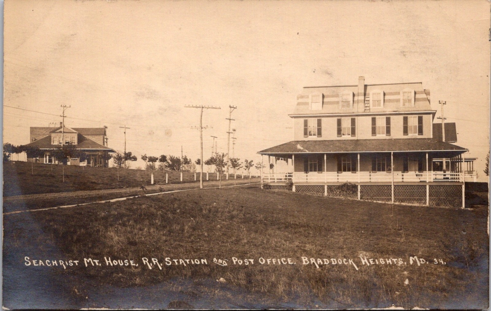 Braddock Heights Maryland Post Office Railroad Station Real Photo Postcard