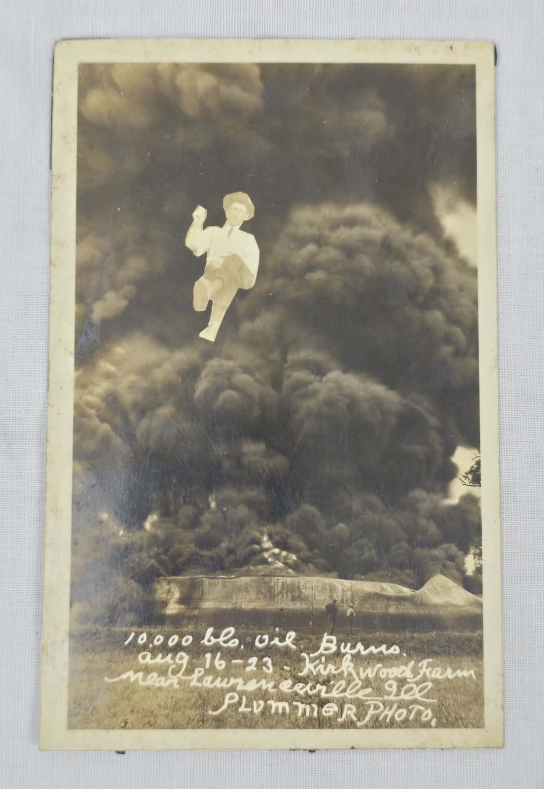 Oil Burns Kirkwood Farm Near Lawreceville Illinois Real Photo Postcard Plummer Photo