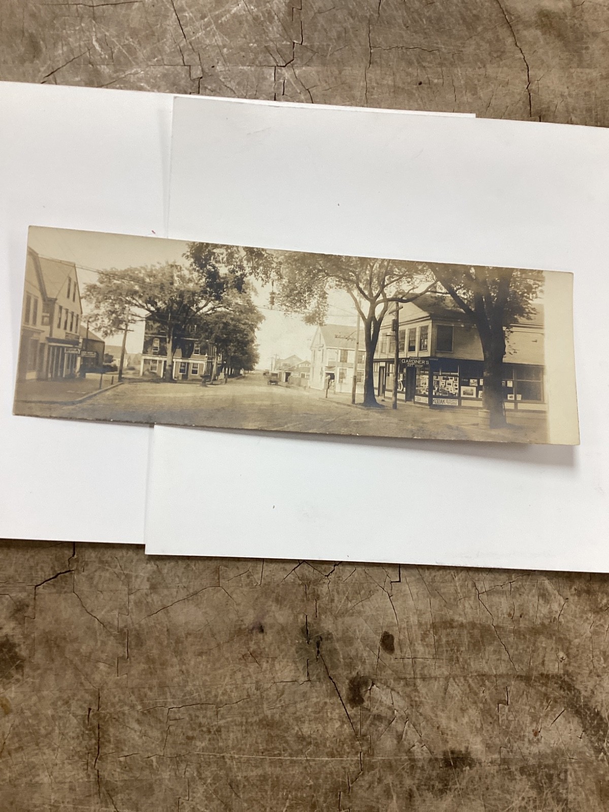 Nantucket Marshall Gardiner Town View Toward Harbor Double Long Real Photo Postcard
