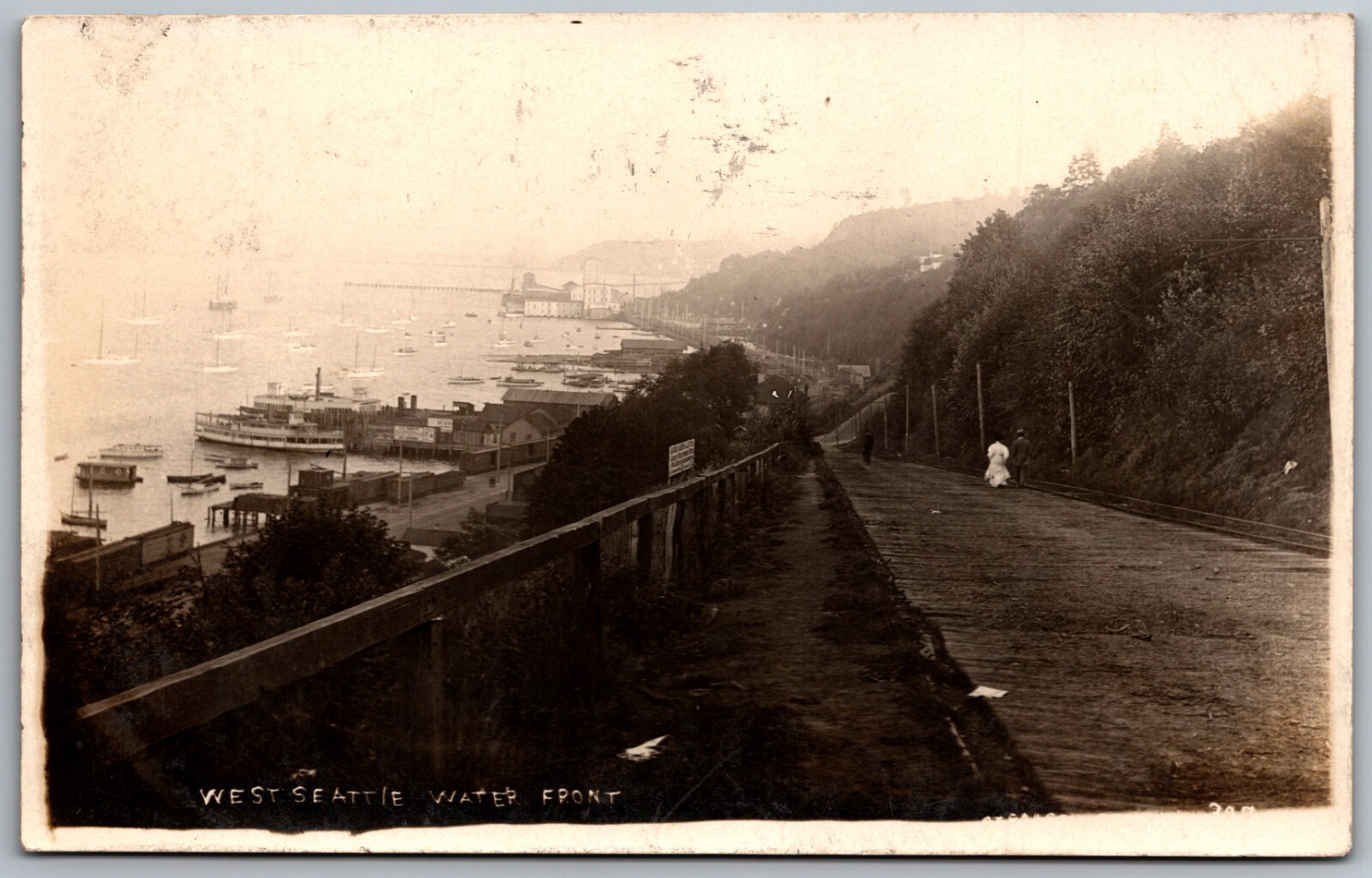 West Seattle Washington Water Front 1910 Real Photo Postcard