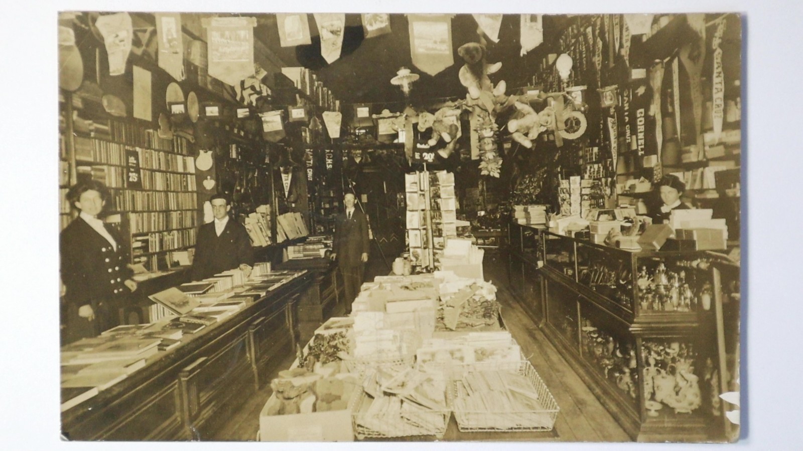 Santa Cruz California Book Store Curio Souvenirs Bear S.C.H.S. 1908 Real Photo Postcard
