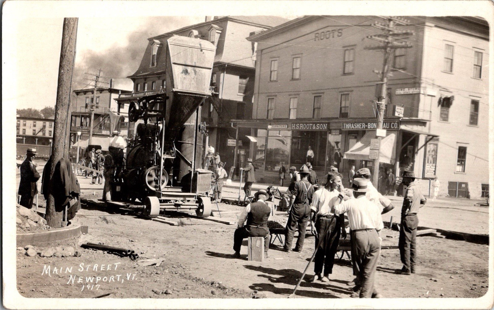 Newport, Vermont Main Street Paving Occupational Real Photo Postcard