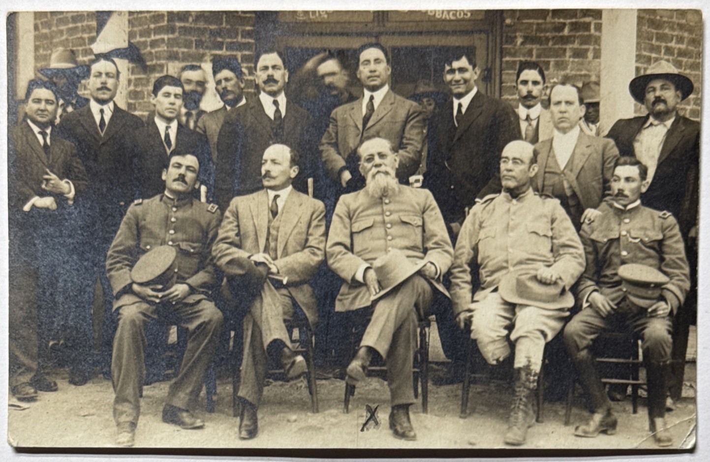Agua Prieta Mexico Mexican Revolution Venustiano Carranza & Men Real Photo Postcard
