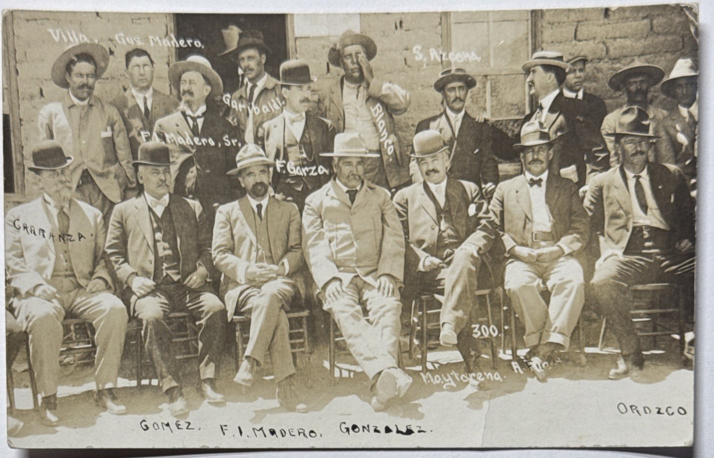 Mexican Revolution Leaders Group Photo Madero Villa Real Photo Postcard