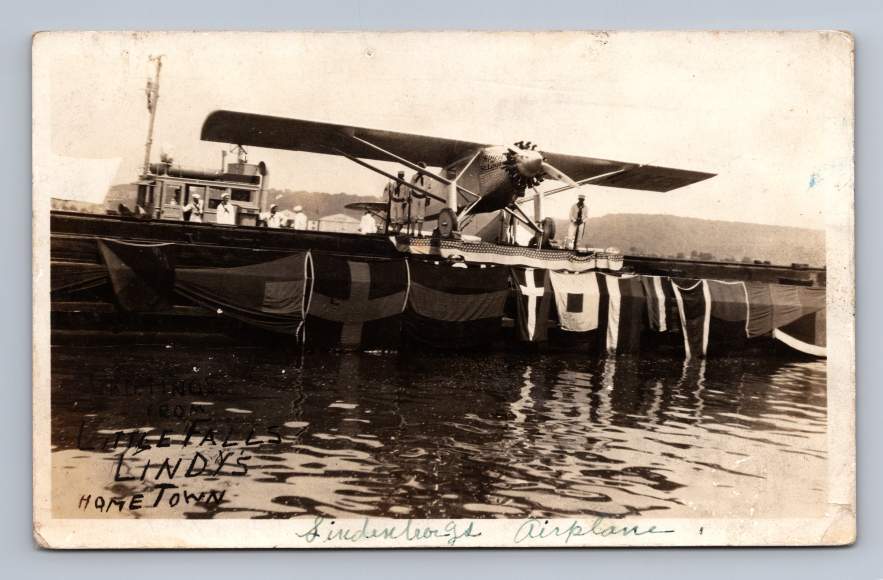 Little Falls Minnesota Lindbergh Airplane Touring Hometown Real Photo Postcard