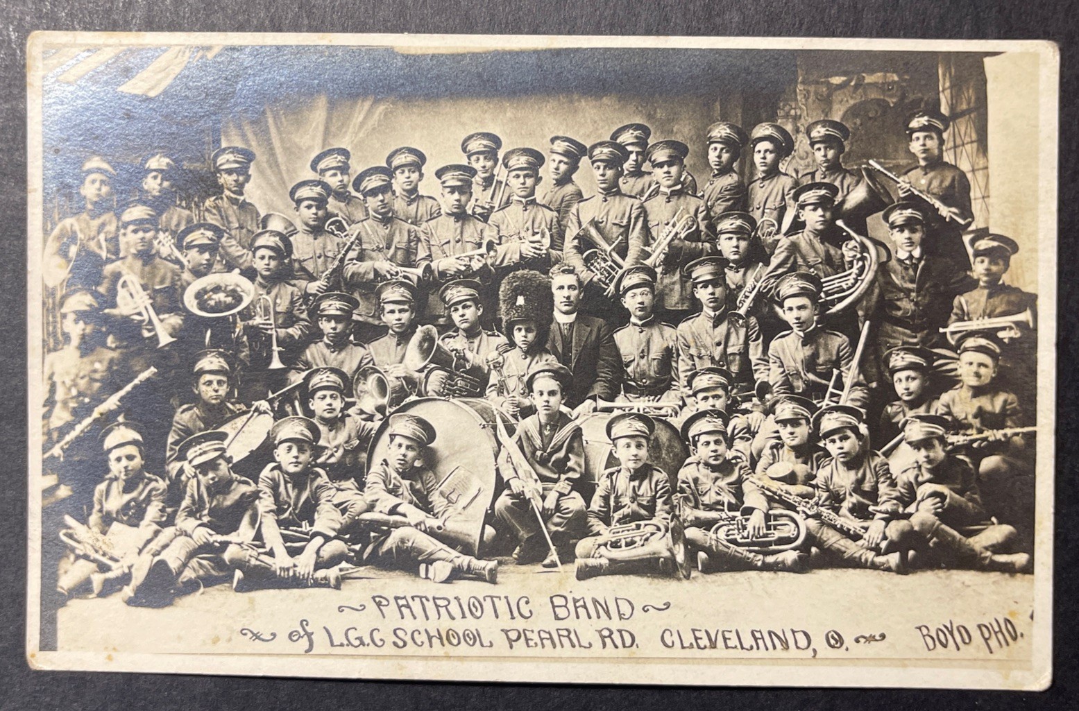 Cleveland Ohio Patriotic Band of LGG School Pearl Road Real Photo Postcard by Boyd