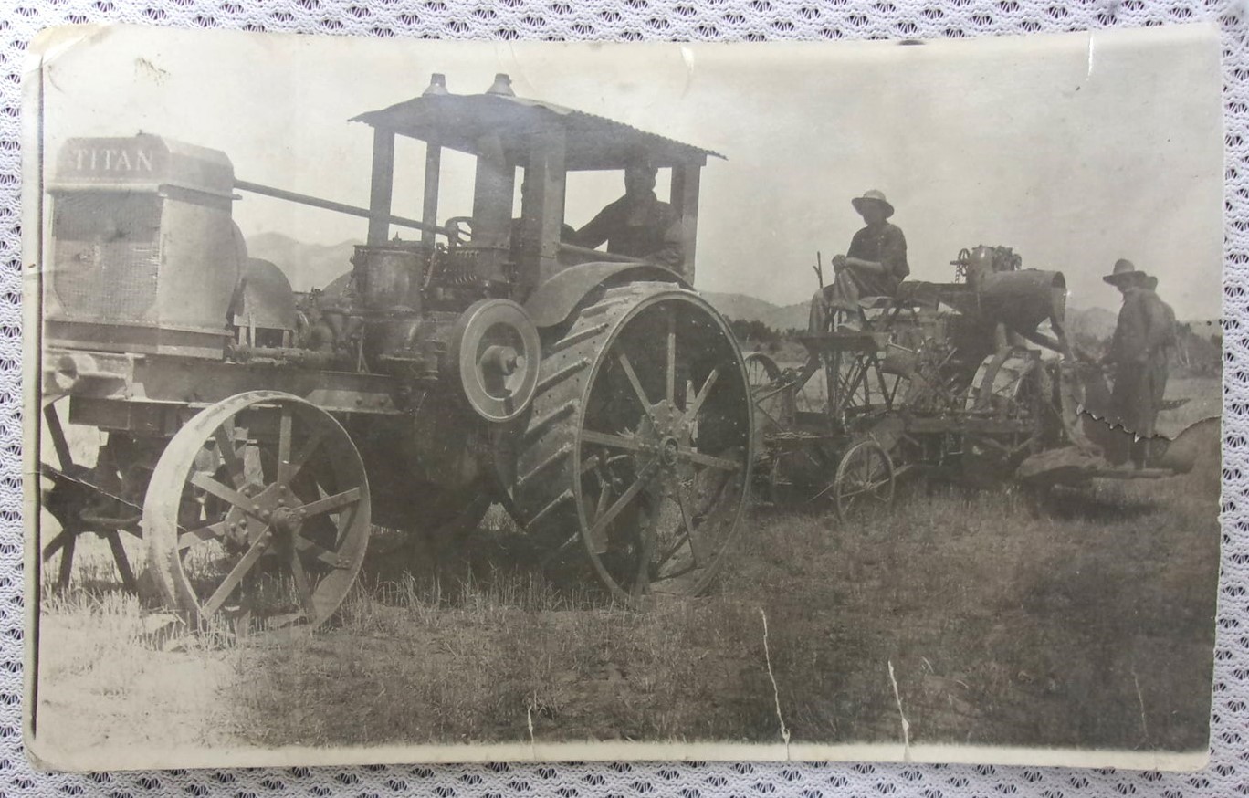 Farmers 12-25 Titan Tractor Black & White Real Photo Postcard