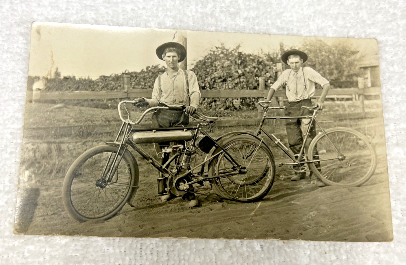 Canby Oregon Motorcycle Bicycle Riders 1908 Real Photo Postcard