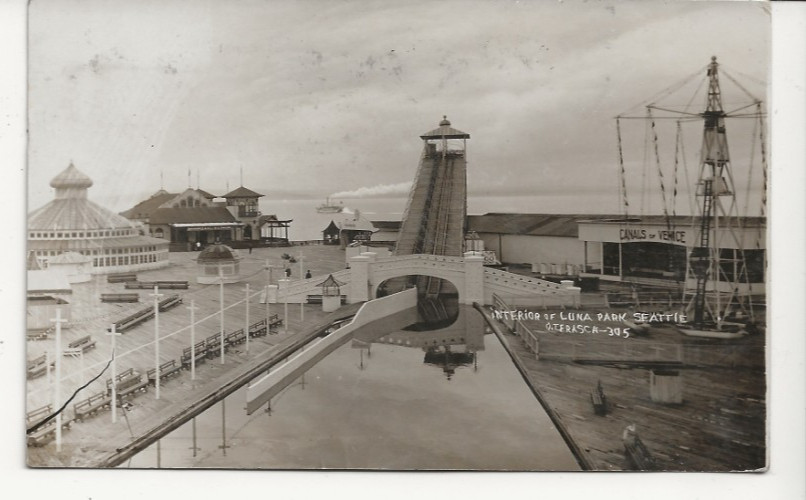 Seattle Washington Luna Amusement Park Canals Of Venice 1908 Real Photo Postcard