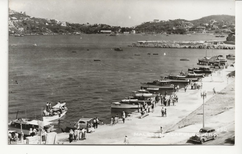 Acapulco Mexico Malecon Boats Real Photo Postcard