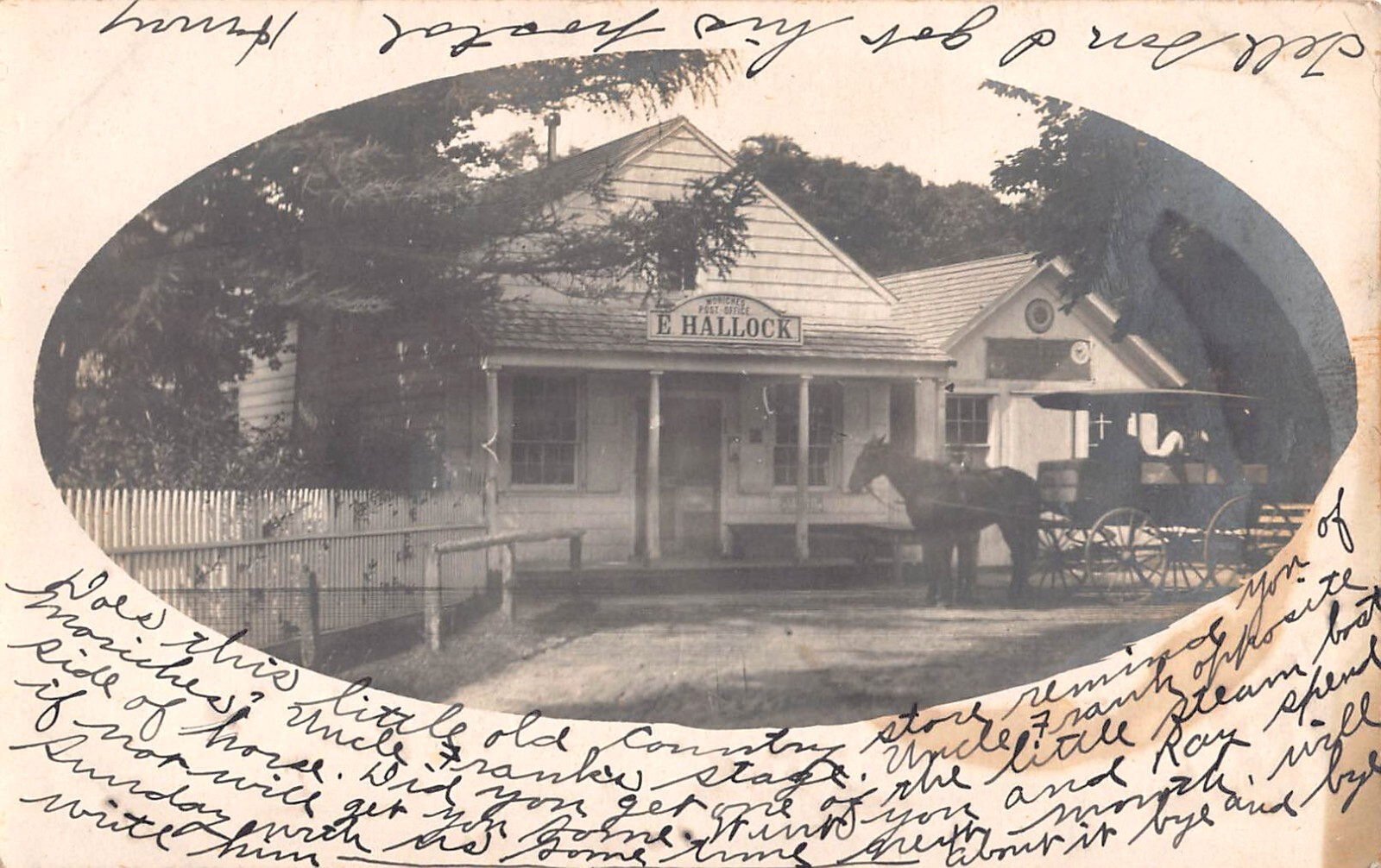 Moriches Long Island New York Hallock Post Office Store 1906 Real Photo Postcard