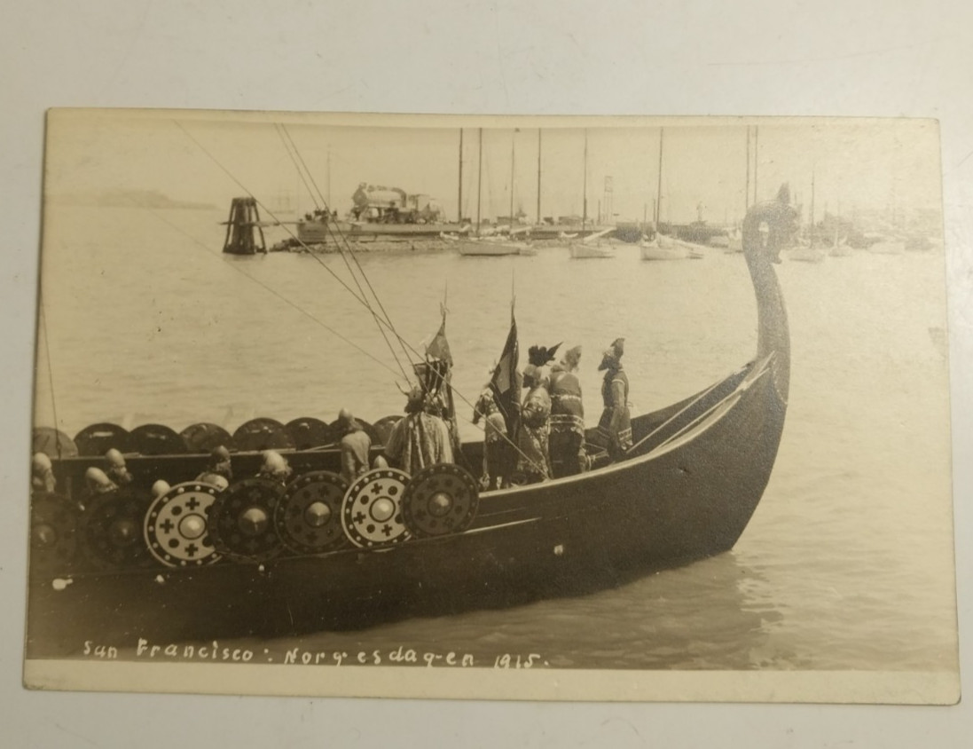 San Francisco PPIE Viking Long-boat Ship 1915 Real Photo Postcard