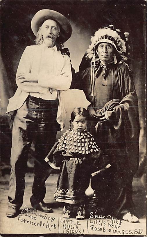 **Original title:** RPPC Capt. Von Berg, Little Kula, Little Wolf, Signed, Native American Cheyenne

**Revised Title:** Native American Cheyenne Capt. Von Berg, Little Kula, Little Wolf Real Photo Postcard