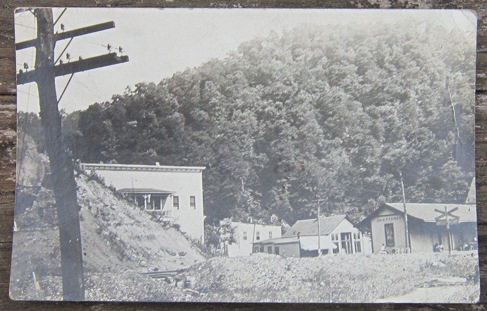 Chattaroy West Virginia Railroad Depot Street Scene 1913 Real Photo Postcard