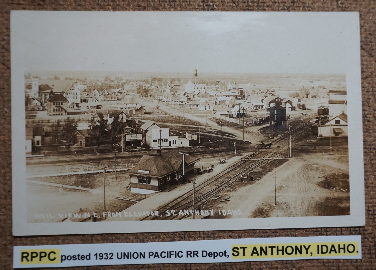 Saint Anthony Idaho Union Pacific Railroad Depot 1932 Real Photo Postcard