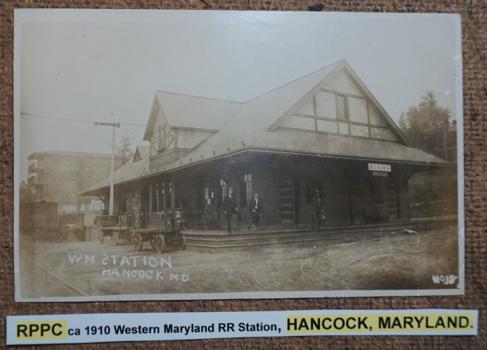 Hancock Maryland Western Maryland Railroad Station 1910 Real Photo Postcard