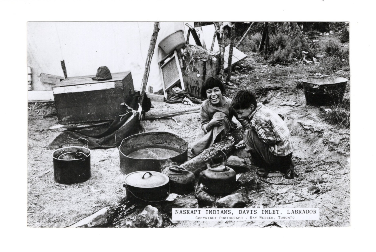 Davis Inlet Labrador Newfoundland Canada Naskapi Natives Real Photo Postcard