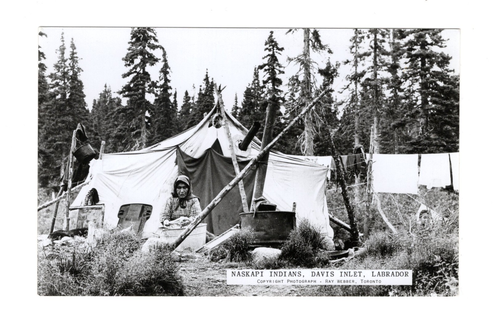 Davis Inlet Labrador Newfoundland Canada Naskapi Natives Real Photo Postcard