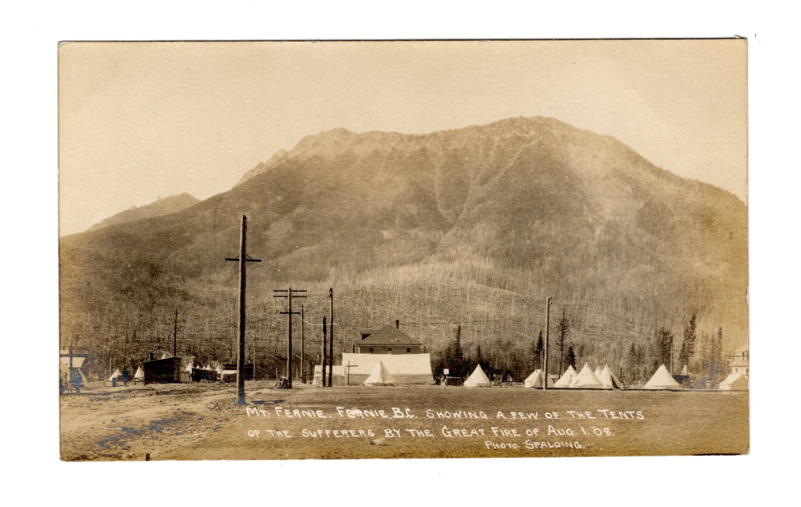 Fernie British Columbia Canada Great Fire Fred Spalding 1908 Real Photo Postcard