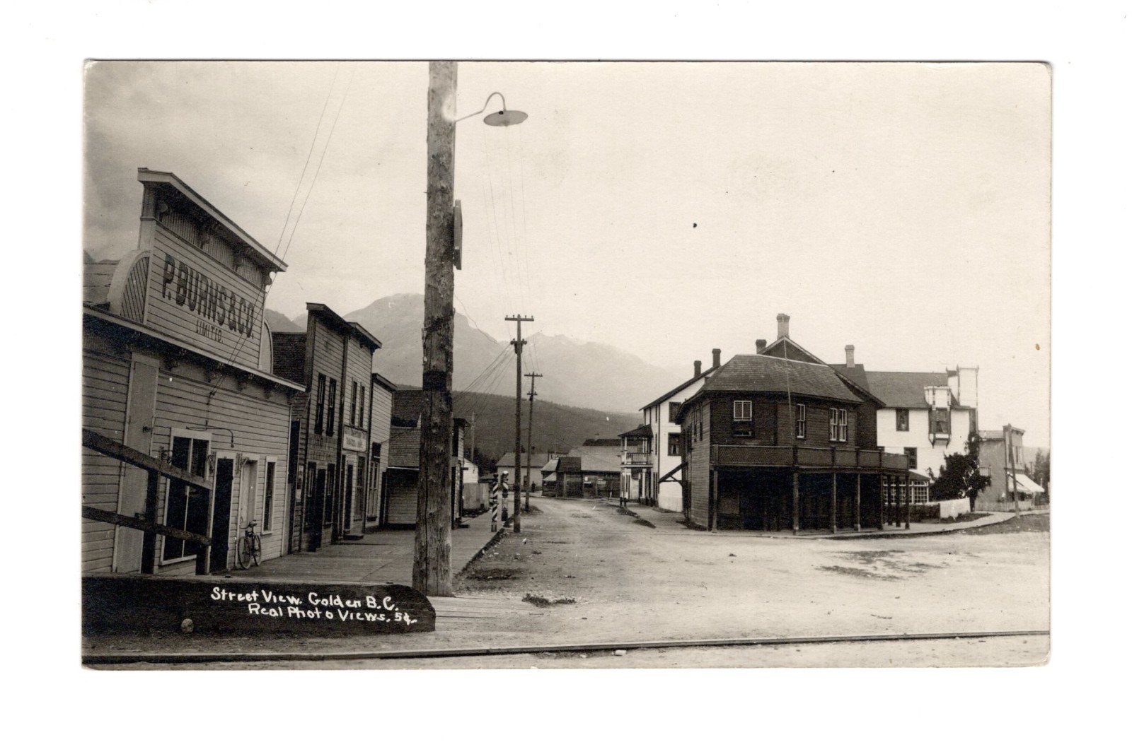 Golden British Columbia Early Street View 1912 Real Photo Postcard