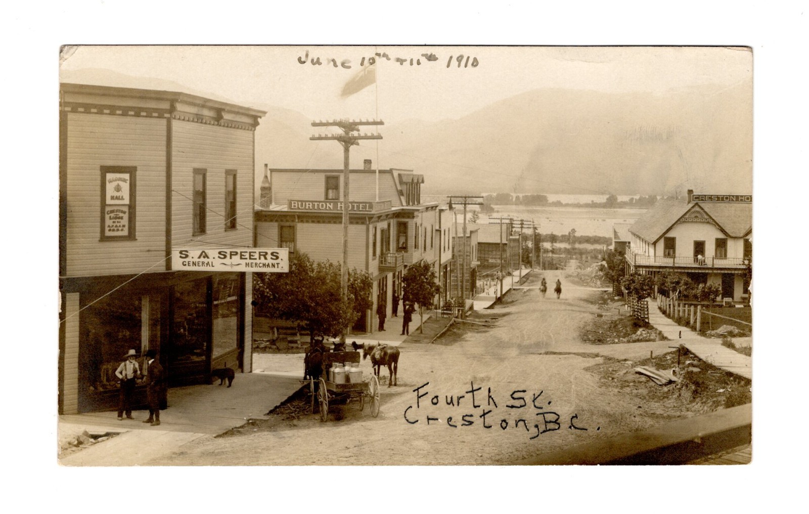 Creston British Columbia Canada Fourth Street 1910 Real Photo Postcard