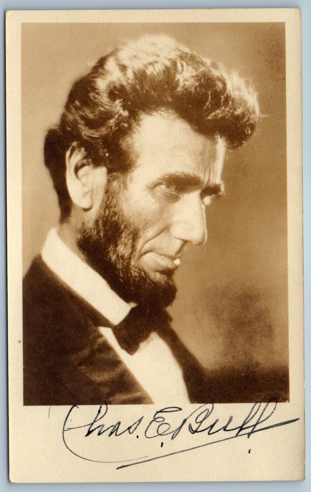 Charles Bull Lincoln Autograph Portrait 1905 Real Photo Postcard