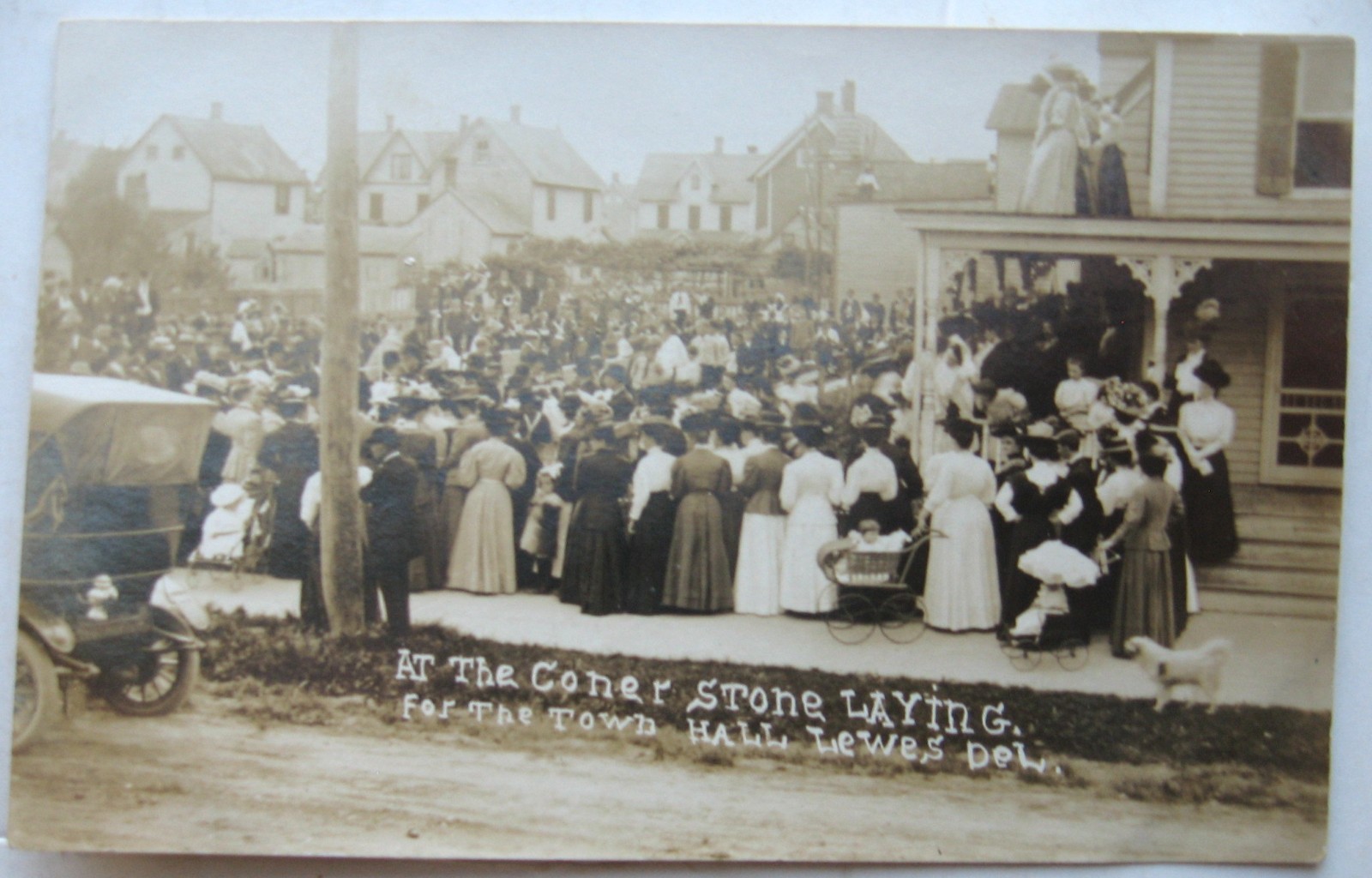 Lewes Delaware Laying Of Town Hall Cornerstone Real Photo Postcard