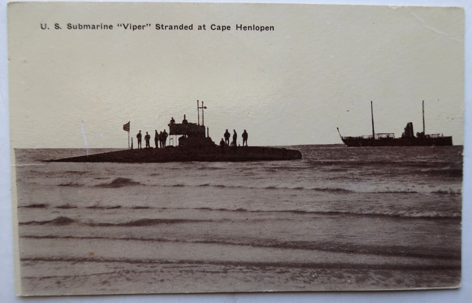 Lewes Delaware Submarine Viper Cape Henlopen Early 20th Century Real Photo Postcard